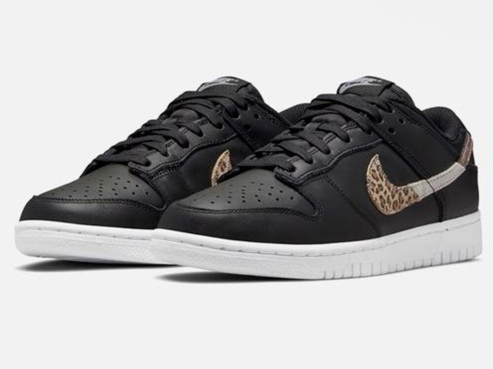 Nike Dunk Low SE Black Leopard Swoosh DD7099-001 Women 8.5 (048)
